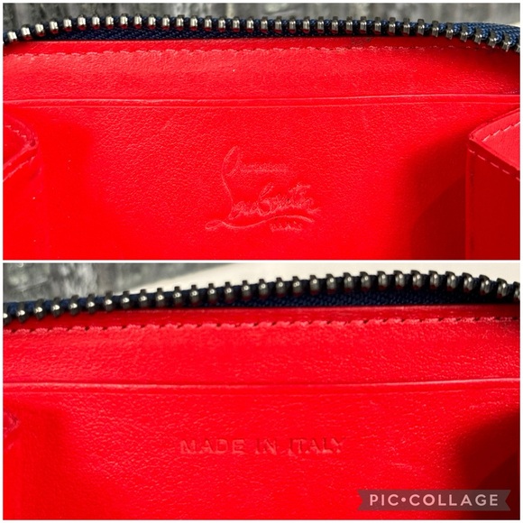 💙Christian Louboutin Panettone Blue Leather Multi Stud Spike Zip Wallet - Picture 12 of 14